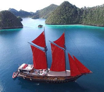Calico Jack a phinisi schooner is in based in Raja Ampat October to early May and cruises in and around Komodo and the Gilis Islands late June to mid-August