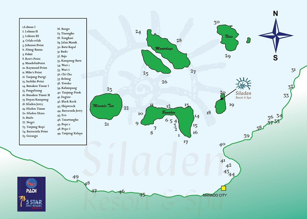 59 siladen resort and spa north sulawesi indonesia dive site map 59 siladen resort and spa north sulawesi indonesia dive site map