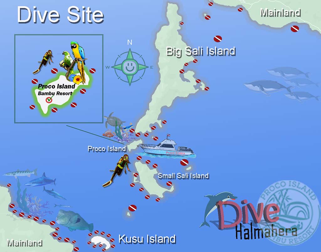 Procoisland halmahera198 dive site map Procoisland halmahera198 dive site map